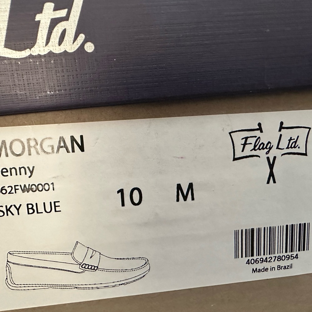 New! Leather penny loafers in light blue size 10M - Picture 6 of 6